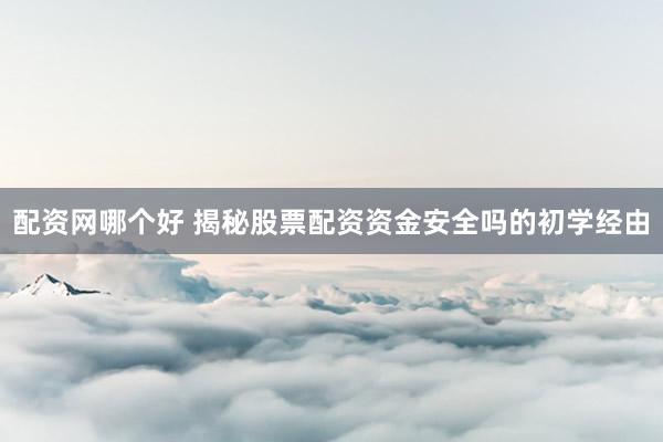 配资网哪个好 揭秘股票配资资金安全吗的初学经由